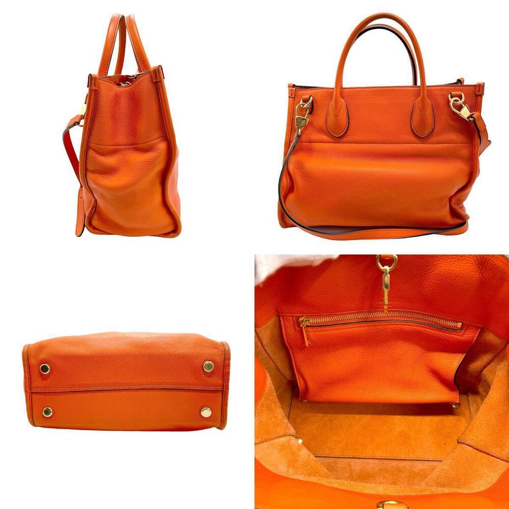Gucci Gold Leather Shoulder Bag 2way Orange